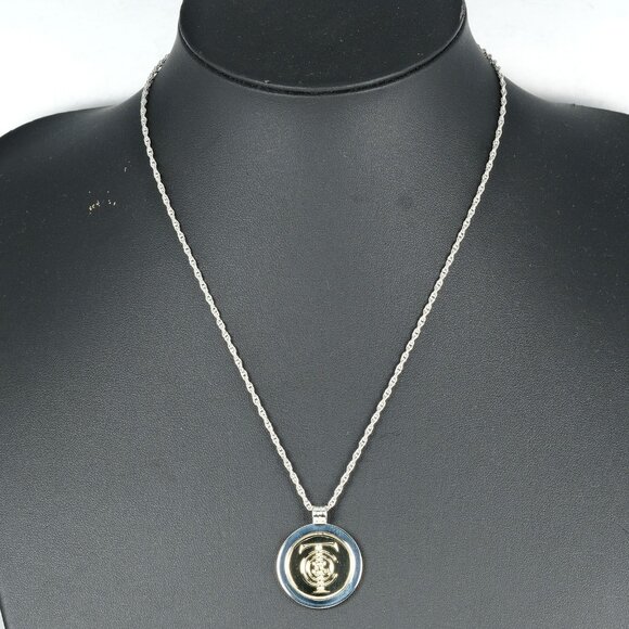 TIFFANY&Co. T & C coin Necklace Silver925/K18 yellow gold 14.6g Women - Picture 1 of 7